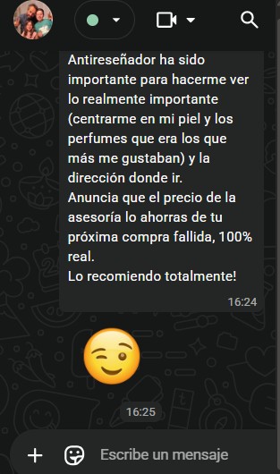 Testimonio por WhatsApp sobre ahorro frente a una compra fallida